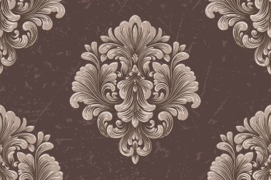 Damask seamless pattern element. Vintage classical old fashioned damask ornament, seamless texture for wallpapers, textile