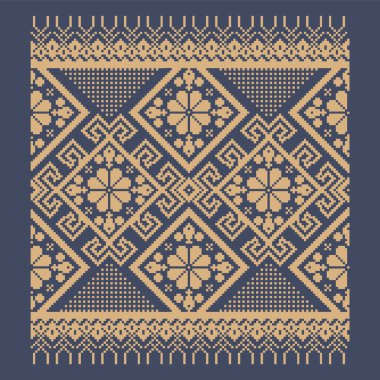 Ukrayna sınır desenli element. Blok yazdırma ya da dövme tasarımı için şablon. Çiçek geometrik dekor