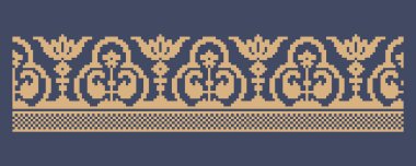 Ukrayna sınır desenli element. Blok yazdırma ya da dövme tasarımı için şablon. Çiçek geometrik dekor