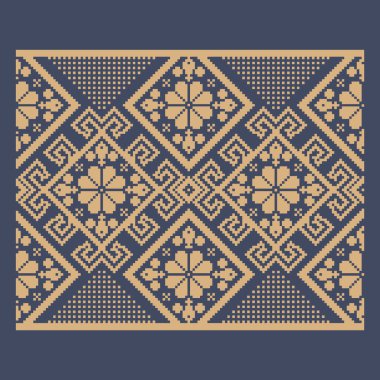 Ukrayna sınır desenli element. Blok yazdırma ya da dövme tasarımı için şablon. Çiçek geometrik dekor