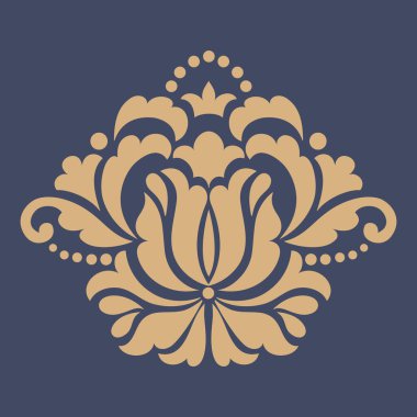 Vektör damask şablon ögesi. Çiçekli barok süs desenli tasarım. Eski Viktorya dönemi arabesk motifi