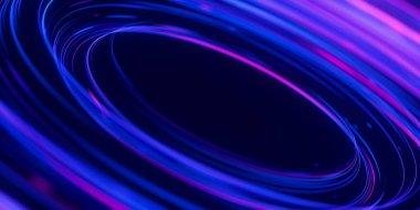 Dairesel veri ışık hızı akışı. Kuantum hesaplamasının soyut yuvarlak dijital veri akışı. DOF ile kubit dalgalarının siber uzayı. Modern teknoloji bilgi iletimi