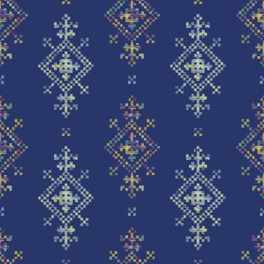 Etnik kabile geçmişi. Kusursuz kabile düzeni. Halk nakışı, geleneksel geometrik süs. Kumaş, tekstil, baskı, halı vs. için tasarım