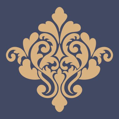 Vektör damask şablon ögesi. Çiçekli barok süs desenli tasarım. Eski Viktorya dönemi arabesk motifi