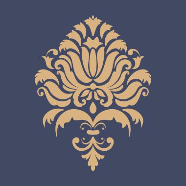 Vektör damask şablon ögesi. Çiçekli barok süs desenli tasarım. Eski Viktorya dönemi arabesk motifi