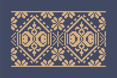 Ukrayna sınır desenli element. Blok yazdırma ya da dövme tasarımı için şablon. Çiçek geometrik dekor