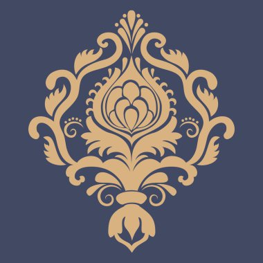 Vektör damask şablon ögesi. Çiçekli barok süs desenli tasarım. Eski Viktorya dönemi arabesk motifi