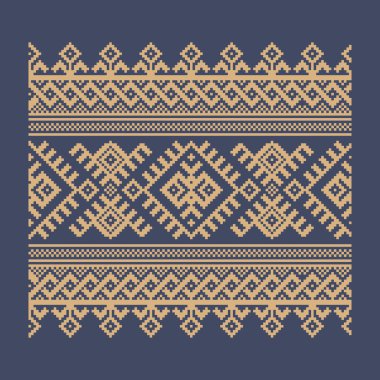 Ukrayna sınır desenli element. Blok yazdırma ya da dövme tasarımı için şablon. Çiçek geometrik dekor