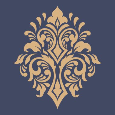 Vektör damask şablon ögesi. Çiçekli barok süs desenli tasarım. Eski Viktorya dönemi arabesk motifi