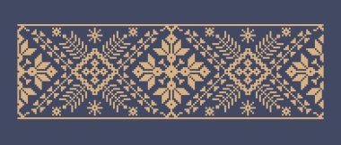 Ukrayna sınır desenli element. Blok yazdırma ya da dövme tasarımı için şablon. Çiçek geometrik dekor