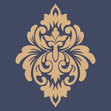 Vektör damask şablon ögesi. Çiçekli barok süs desenli tasarım. Eski Viktorya dönemi arabesk motifi