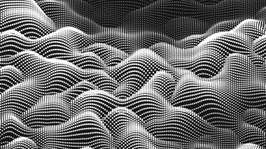 Nokta dalga ses dokusu. Soyut nokta arkaplanı. Teknolojik siber uzay arkaplanı