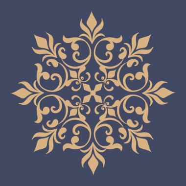 Vektör damask şablon ögesi. Çiçekli barok süs desenli tasarım. Eski Viktorya dönemi arabesk motifi