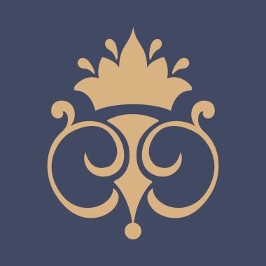 Vektör damask şablon ögesi. Çiçekli barok süs desenli tasarım. Eski Viktorya dönemi arabesk motifi