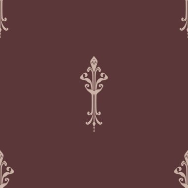 Damask kusursuz Art Nouveau desen elementi. Vektör çiçek desenli kumaş süslemesi
