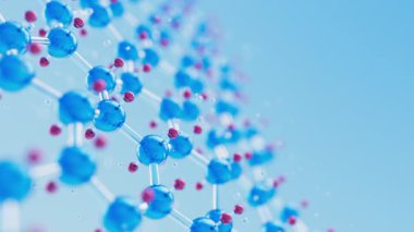 3d soyut parlak moleküler katman yapı hareket arkaplanının yakınlaştırılması. DOF sığ sınırları olan hafif hareketli atomlar. Bilimsel, kozmetik veya sağlık konsepti döngü animasyonu