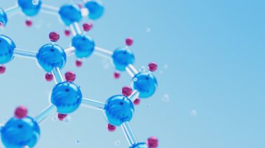 3d soyut parlak moleküler katman yapı hareket arkaplanının yakınlaştırılması. DOF sığ sınırları olan hafif hareketli atomlar. Bilimsel, kozmetik veya sağlık konsepti döngü animasyonu