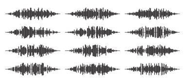 Ses dalgası melodisi, sesli mesaj, podcast ses kaydı. Vector ses oynatıcı ses dalgası görselleştirme ya da sesli mesaj ses dalgası. Podcast ses yayını. Müzik, ses konsepti.