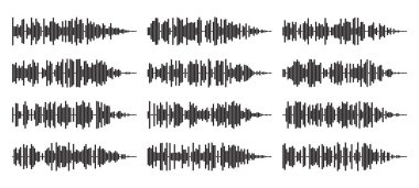 Ses dalgası melodisi, sesli mesaj, podcast ses kaydı. Vector ses oynatıcı ses dalgası görselleştirme ya da sesli mesaj ses dalgası. Podcast ses yayını. Müzik, ses konsepti.