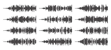 Ses dalgası melodisi, sesli mesaj, podcast ses kaydı. Vector ses oynatıcı ses dalgası görselleştirme ya da sesli mesaj ses dalgası. Podcast ses yayını. Müzik, ses konsepti.