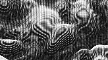 Nokta dalga ses dokusu. Soyut nokta arkaplanı. Teknolojik siber uzay arkaplanı