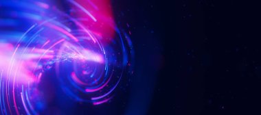 Büyük veri ışık hızı bükülmüş akış. Kuantum hesaplamasının soyut dijital veri akışı. Qubit iz dalgalarının siber uzayı. Modern teknoloji bilgi iletimi