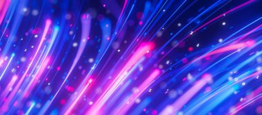 Büyük veri ışık hızı akışının kapanışı. Kuantum hesaplamasının soyut dijital veri akışı. Qubit iz dalgalarının siber uzayı. Modern teknoloji bilgi iletimi