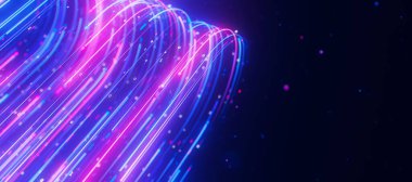 Büyük veri ışık hızı veri akışı yakın çekim. Kuantum hesaplamasının soyut dijital veri akışı. Qubit izlerinin siber uzayı. Modern teknoloji bilgi iletimi