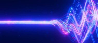 Büyük veri ışık hızı veri akış dalgası yan görünümü. Kuantum hesaplamasının soyut dijital veri akışı. Qubit izlerinin siber uzayı. Modern teknoloji bilgi iletimi