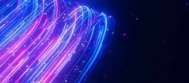 Büyük veri ışık hızı veri akışı yakın çekim. Kuantum hesaplamasının soyut dijital veri akışı. Qubit izlerinin siber uzayı. Modern teknoloji bilgi iletimi