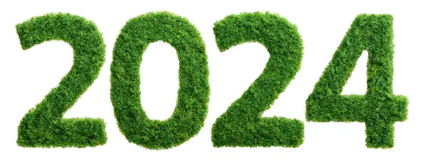 2024 Год Хороший Год Роста Экологического Бизнеса Трава Растет Форме Лицензионные Стоковые Изображения