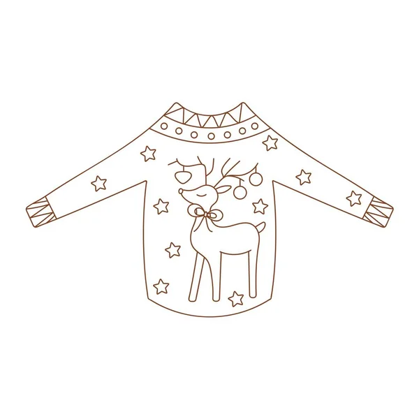Coloring Page Outline Ugly Sweater Outlined Christmas Sweater Coloring Vector — Stock Vector