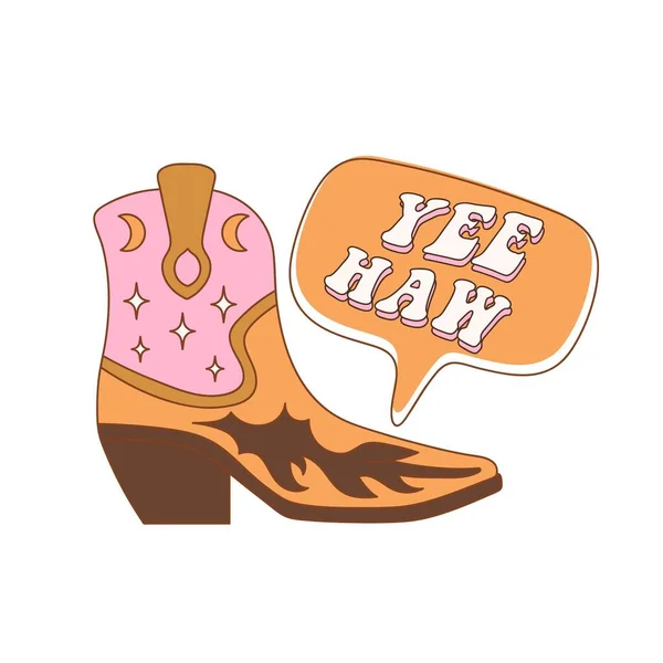 Retro Cowgirl Boots Yee Haw Quotes Cowboy Western Wild West — Stock Vector