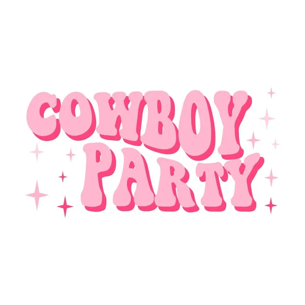 Cowboy Party Mode Fras Tryck Rosa Skjorta Design Handritade Bokstäver — Stock vektor