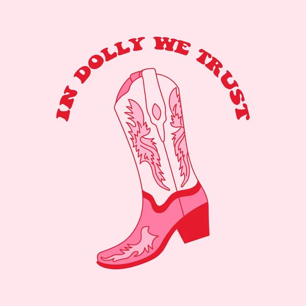 Retro Pembe Kovboy Çizmesi Dolly Trust Dan Alıntılar Kovboy Kovboy — Stok Vektör