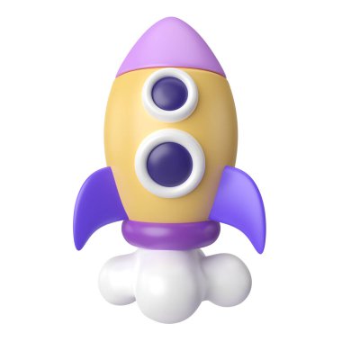 This is Start Up 3D Render Illustration Icon, high resolution jpg file, isolated on a white background