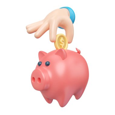 This is Piggy Bank 3D Render Illustration Icon, high resolution jpg file, isolated on a white background