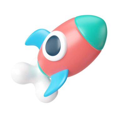 This is Start Up 3D Render Illustration Icon, high resolution jpg file, isolated on a white background