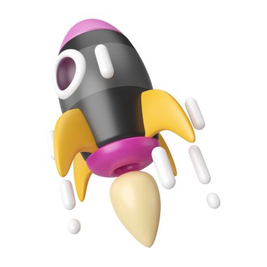 This is Start Up 3D Render Illustration Icon, high resolution jpg file, isolated on a white background