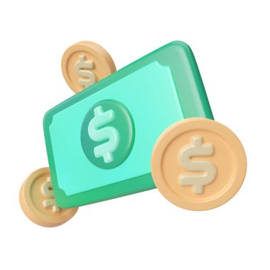 This is Money 3D Render Illustration Icon, high resolution jpg file, isolated on a white background