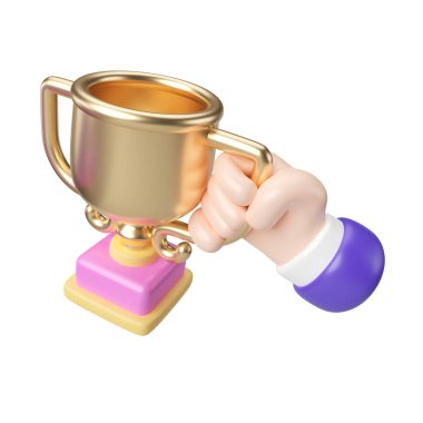 This is Success Trophy 3D Render Illustration Icon, high resolution jpg file, isolated on a white background