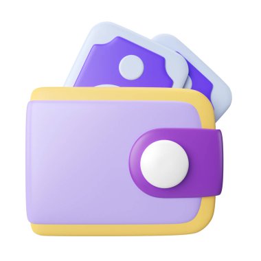 This is Wallet 3D Render Illustration Icon, high resolution jpg file, isolated on a white background