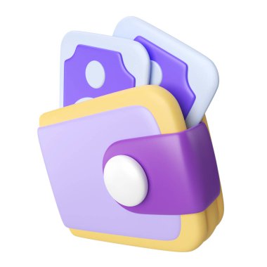 This is Wallet 3D Render Illustration Icon, high resolution jpg file, isolated on a white background