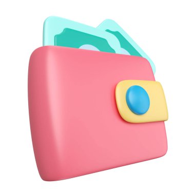This is Wallet 3D Render Illustration Icon, high resolution jpg file, isolated on a white background