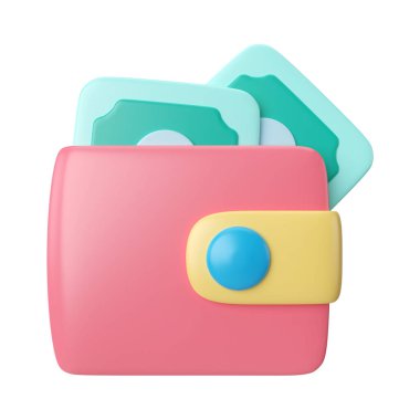 This is Wallet 3D Render Illustration Icon, high resolution jpg file, isolated on a white background