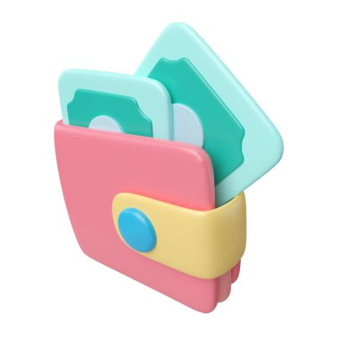 This is Wallet 3D Render Illustration Icon, high resolution jpg file, isolated on a white background