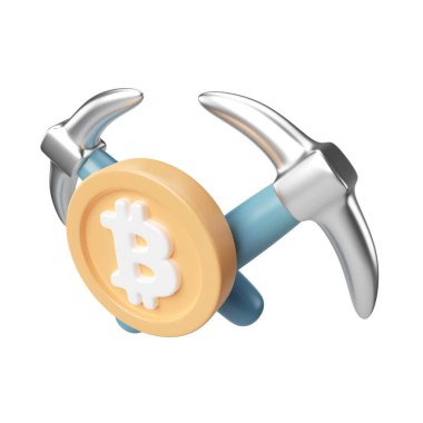 This is Crypto Mining 3D Render Illustration Icon, high resolution jpg file, isolated on a white background