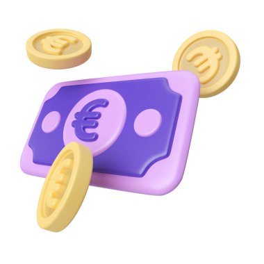 This is Euro Money 3D Render Illustration Icon, high resolution jpg file, isolated on a white background