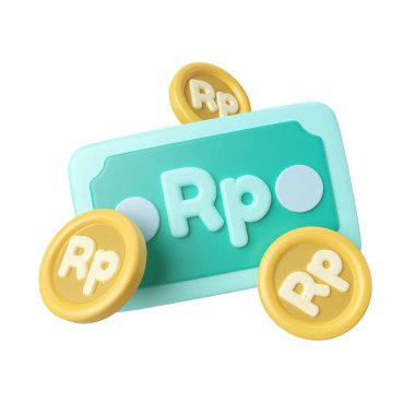 This is Rupiah Money 3D Render Illustration Icon, high resolution jpg file, isolated on a white background