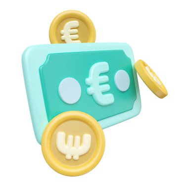 This is Euro Money 3D Render Illustration Icon, high resolution jpg file, isolated on a white background